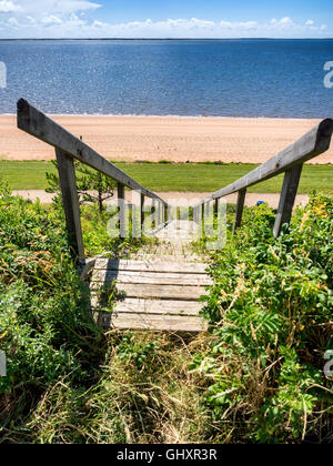 Stairs leading down to the beach in Hjerting near Esbjerg, Denmark Stock Photo