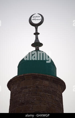 Jaffa, Israel, Middle East: the minaret of Al Bahr Mosque, meaning The Sea Mosque, the oldest mosque in the Old City Stock Photo