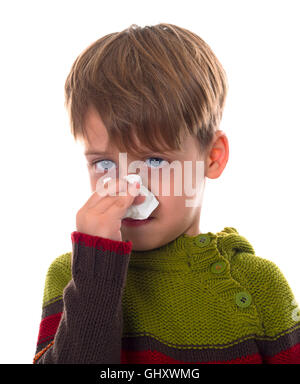 boy wiping his nose Stock Photo