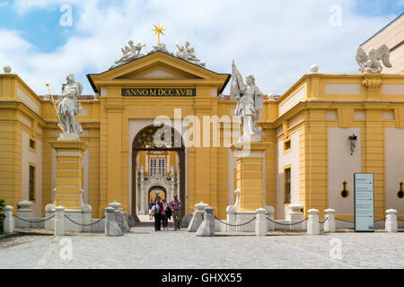 Main entrance of Melk Abbey in Wachau Valley, Lower Austria Stock Photo