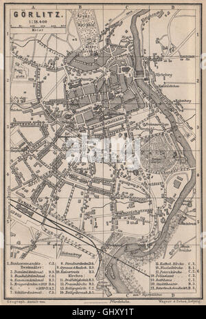 GÖRLITZ antique town city stadtplan. Saxony karte. BAEDEKER 1910 old ...