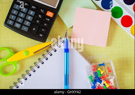 School supplies on the table Stock Photo