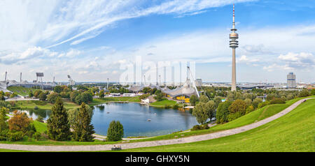 Panorama of Olympic park in Munich, Germany Stock Photo