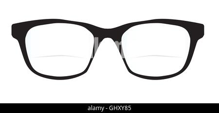 A pair of black frames optic glasses of a white background Stock Vector