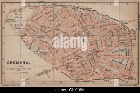 CREMONA antique town city plan piano urbanistico. Italy mappa, 1899 Stock Photo