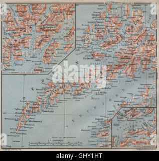 LOFOTEN ISLANDS. Bodo & Svolvaer environs. Bodø Svolvær. Norway kart, 1912 map Stock Photo