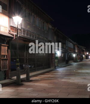 Higashiyama geisha district by night in Kanazawa Japan. Stock Photo