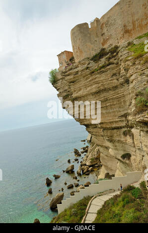 White steep cliff of Bonifacio Stock Photo