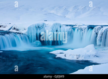 Goðafoss in winter, Bárðardalur district of North-Central Iceland Stock Photo