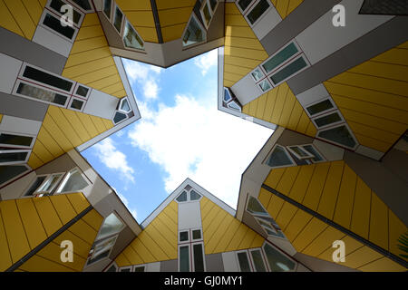 The yellow cube houses in Rotterdam, Designed by architect Piet Blom.