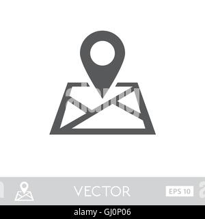A vector map icon with marker on top Stock Vector