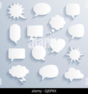 Set of funny vector shaded comic baloons of various shapes Stock Vector