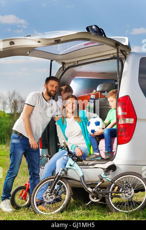 Happy active family on the nature vacation Stock Photo