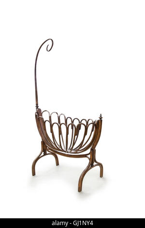 Old fashioned cradle on the white background Stock Photo