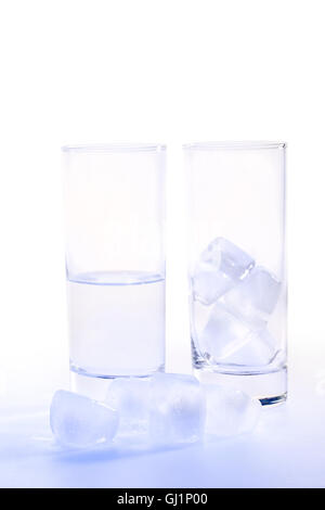 Studio picture of glass of water with ice cubes Stock Photo