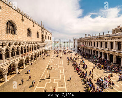 Piazzetta di San Marco flanked by  and Biblioteca Marciana. Venice. Italy. Stock Photo