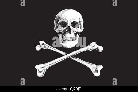 Vector illustration of a Pirate Flag with Skull and Crossbones Stock Vector