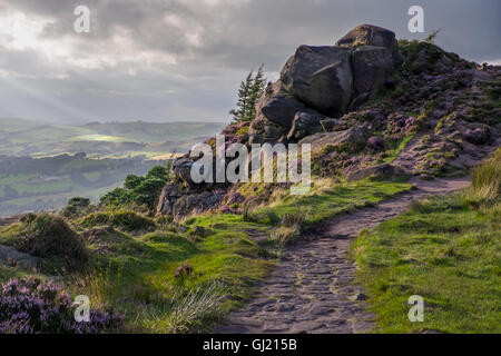 Footpath along the Roaches ridge in the Peak District National Park Stock Photo