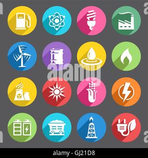 A vector icon set with 16 Energy production/saving/Environment themed icons  Vector file is EPS v8, no transparency or meshes us Stock Vector