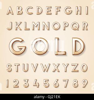 Gold Vintage high quality vector set of characters. Stock Vector