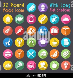 A collection of  flat style funny Icons regarding all type of food and drinks Stock Vector