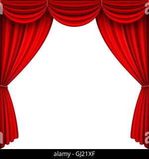 A vector illustrations of Red Full Stage Curtains. Stock Vector
