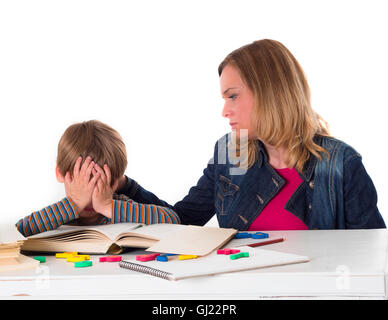 mother teaching her son Stock Photo