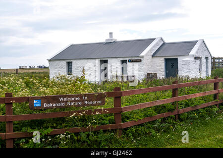 The visitor centre of the RSPB Balranald Nature Reserve on North uist in the Outer Hebrides. Stock Photo