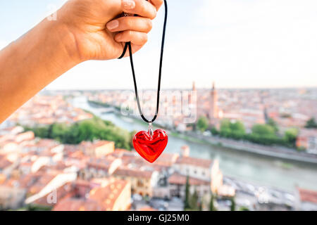 Heart on the Verona cityscape background Stock Photo - Alamy