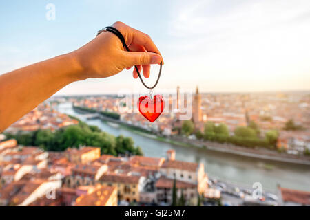 Heart on the Verona cityscape background Stock Photo - Alamy