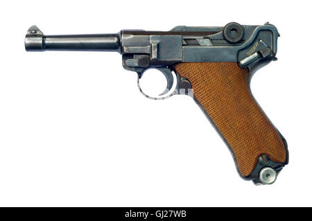 A German (Pistole Parabellum 1908) Luger P08 pistol. Stock Photo