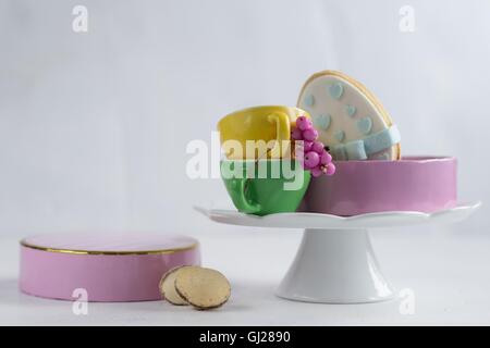 Easter traditional polish cake - mazurek and easter candies Stock Photo