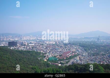 View of Seoul from N Seoul Tower, Namsan Park, Seoul Stock Photo