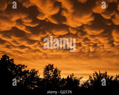 Mammatus clouds, mammatocumulus, mammary cloud Stock Photo