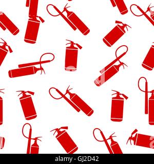 Flat Fire Extinguisher Seamless Pattern Background. Vector Illus Stock Vector