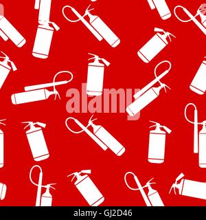 Flat Fire Extinguisher Seamless Pattern Background. Vector Illus Stock Vector