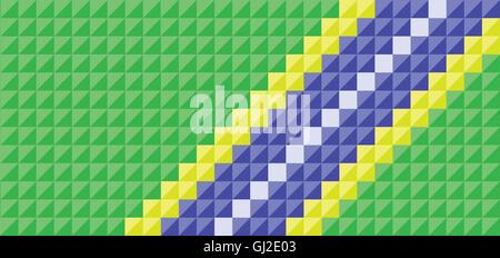 Brazil flag in square pixel style. Digital vector image Stock Vector