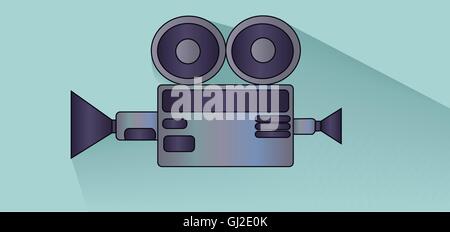 Retro cinema camera design over white blue background, flat style. Digital image vector Stock Vector
