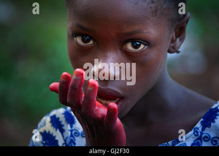 Yongoro, Sierra Leone - May 30, 2013: West Africa, the village of Yongoro in front of Freetown, portrait Stock Photo