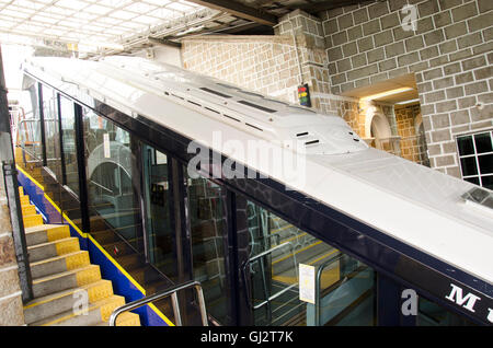 Train or tram for travelers and passender up and down the Penang hill on April 26, 2016 in Penang, Malaysia Stock Photo