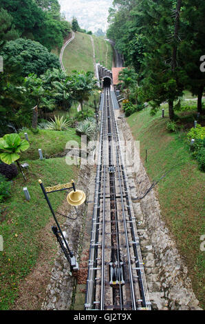 Train or tram for travelers and passender up and down the Penang hill on April 26, 2016 in Penang, Malaysia Stock Photo