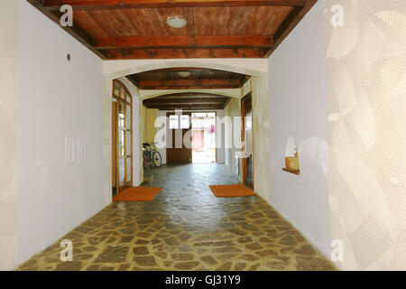 Lubica, PRESOV, SLOVAKIA - JULY 07, 2016: The interior with the entrance gate and doors in slovakian house in Lubica village Stock Photo