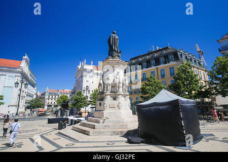 LISBON, PORTUGAL - JULY 13, 2016: Praca Luis de Camoes, named after the Portuguese poet, in Bairro Alto, a central district of L Stock Photo