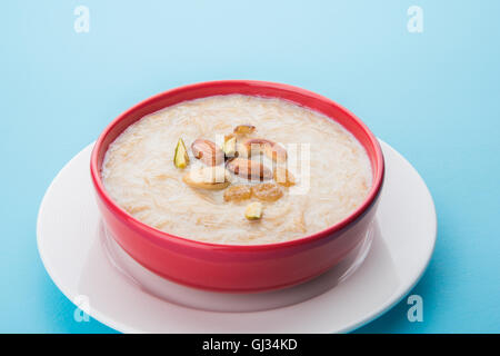 sweet Kheer or khir payasa, gil-e-firdaus, fereni also known as Sheer Khurma Seviyan, popular sweet dish Stock Photo