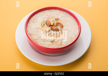 sweet Kheer or khir payasa, gil-e-firdaus, fereni also known as Sheer Khurma Seviyan, popular sweet dish Stock Photo