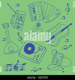 Stock collection music theme doodles Stock Vector