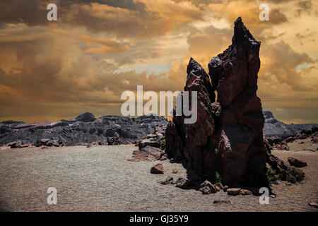 martian landscape on the eastern slopes of  Teide National park, Tenerife, Canary islands, Spain Stock Photo