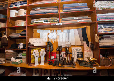 The drapery department at Annfield Plain Industrial Co-op at Beamish Open Air Museum, near Stanley in County Durham England UK Stock Photo