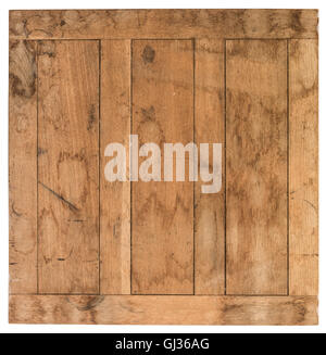 Old rough stained wooden oak table board isolated on white background Stock Photo
