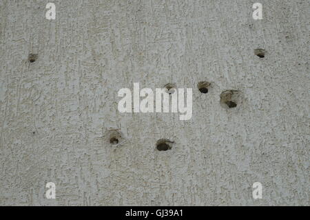 Bullet holes on wall in Sarajevo Stock Photo